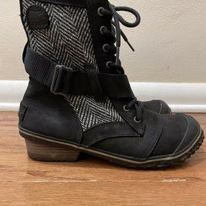 Sorel Slimboot Lace Boots Black/Herringbone